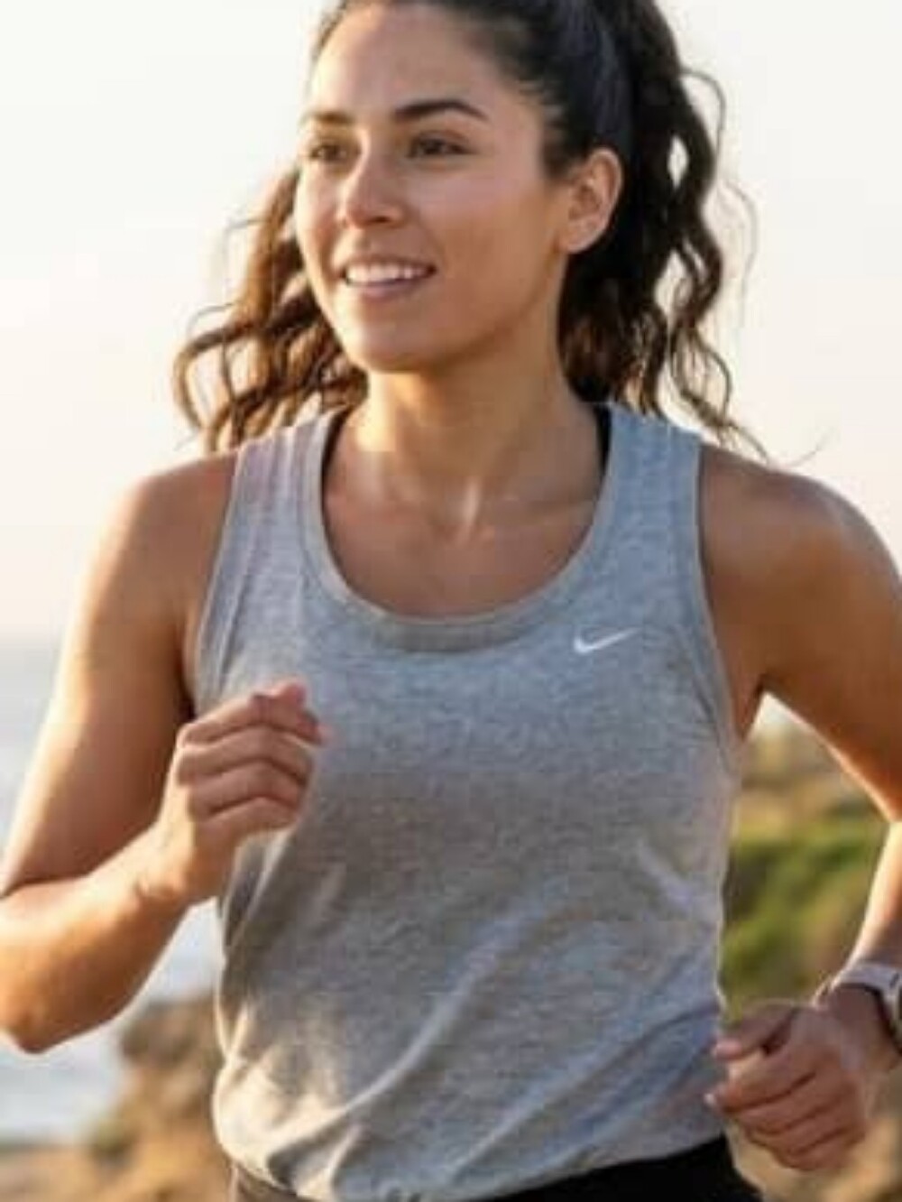 Nike Light Gray Athletic Racerback Tank with White Swoosh • Size L